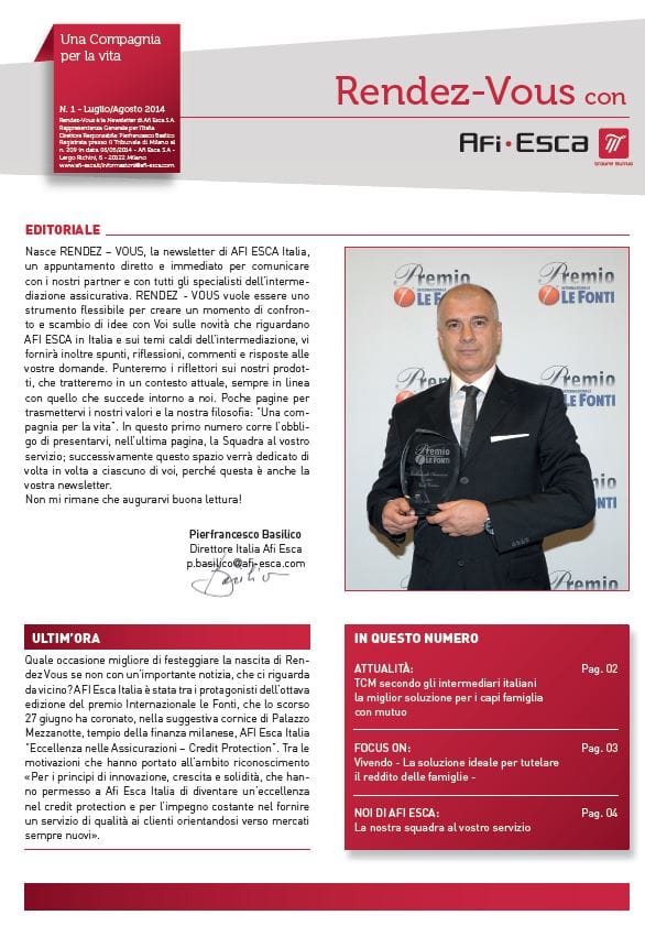 Afi Esca newsletter prima pagina