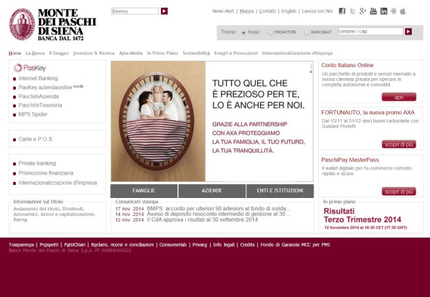 Home page Banca Mps