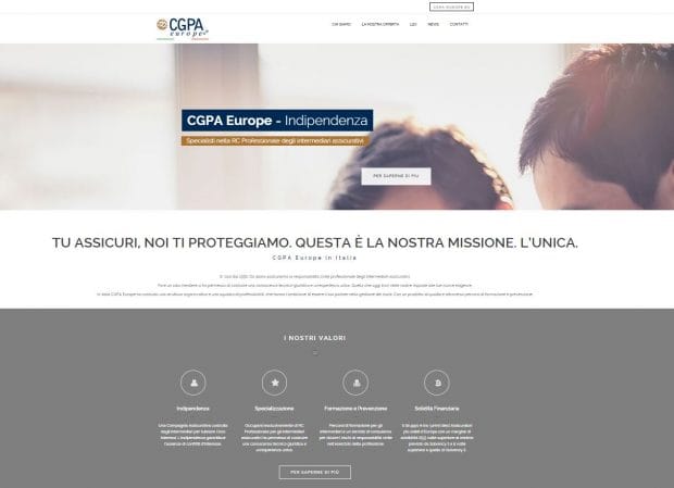 Home page del sito italiano di Cgpa Europe per gli intermediari