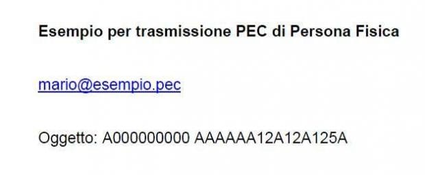 Esempio per trasmissione PEC di Persona Fisica