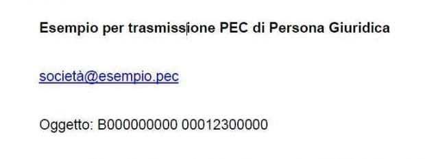 Esempio per trasmissione PEC di Persona Giuridica