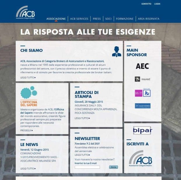 Home page del sito di Acb Broker