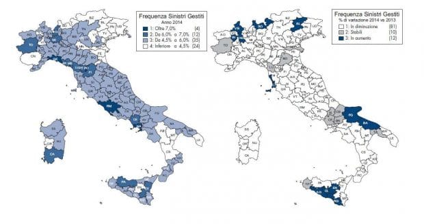 Frequenza sinistri 2014 - province italiane
