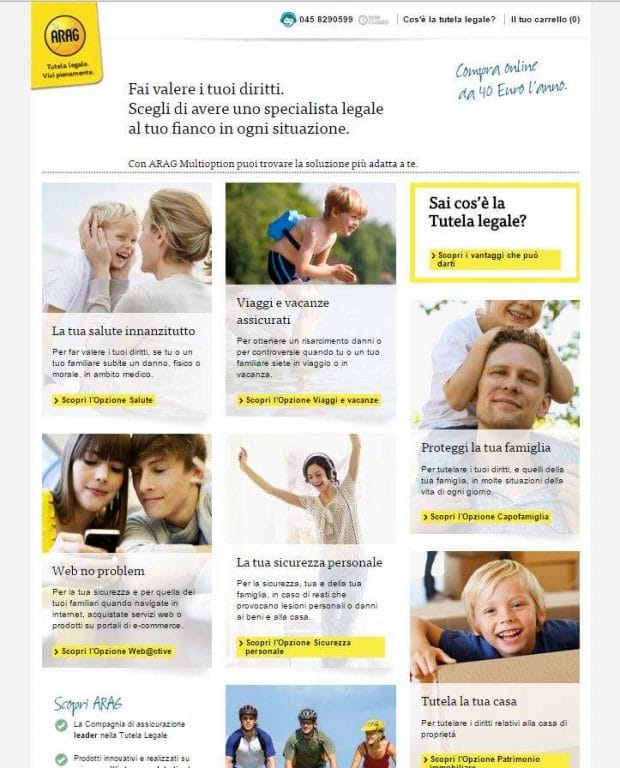 Home page del sito Arag Multioption