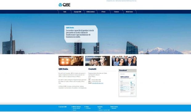 L'home page del sito di Qbe Italia