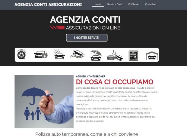 Home page del sito truffa Agenzia Conti