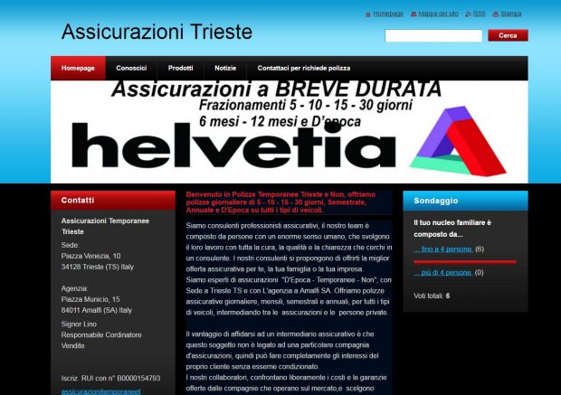 Assicurazioni Trieste Temporanee - home page sito falso